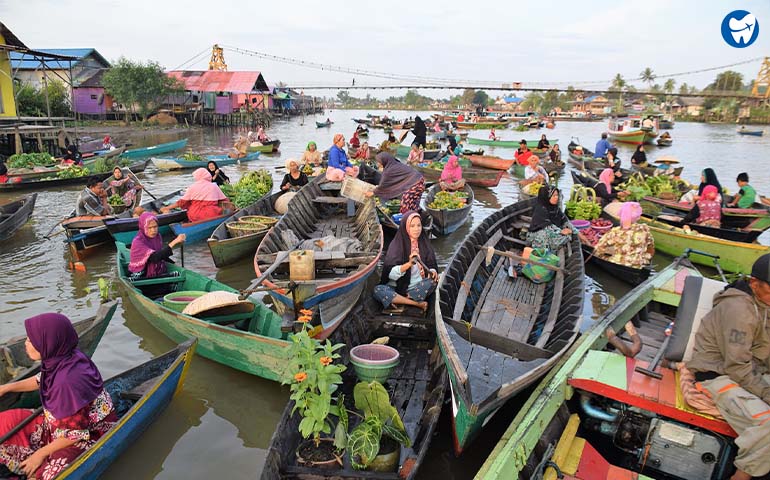 Floating Market In Mekong Delta