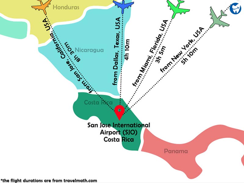 Costa Rica Flight Map